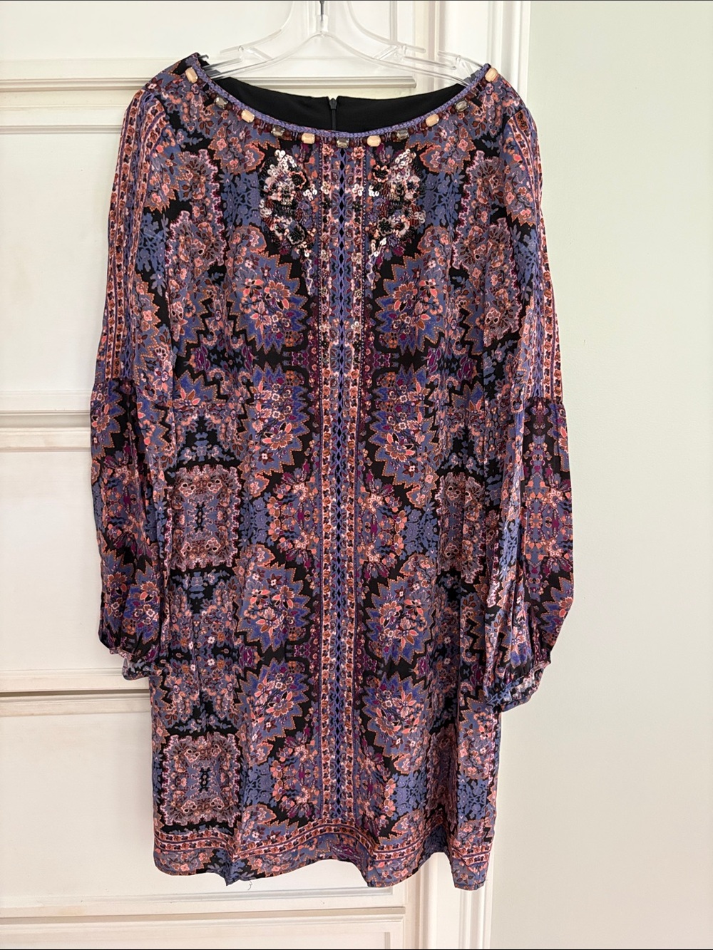 Nanette Lepore Purple and Pink Floral Long Sleeve Shift Dress size 14